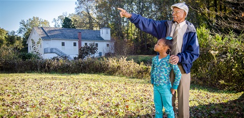 Grandfather and granddaughter